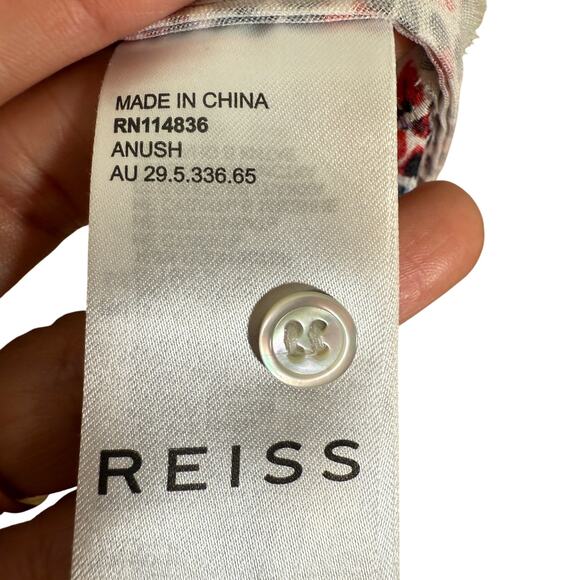 Reiss Anush Red Black White Abstract Print Dress Vintage Look Women’s | Size 4 - Picture 11 of 14